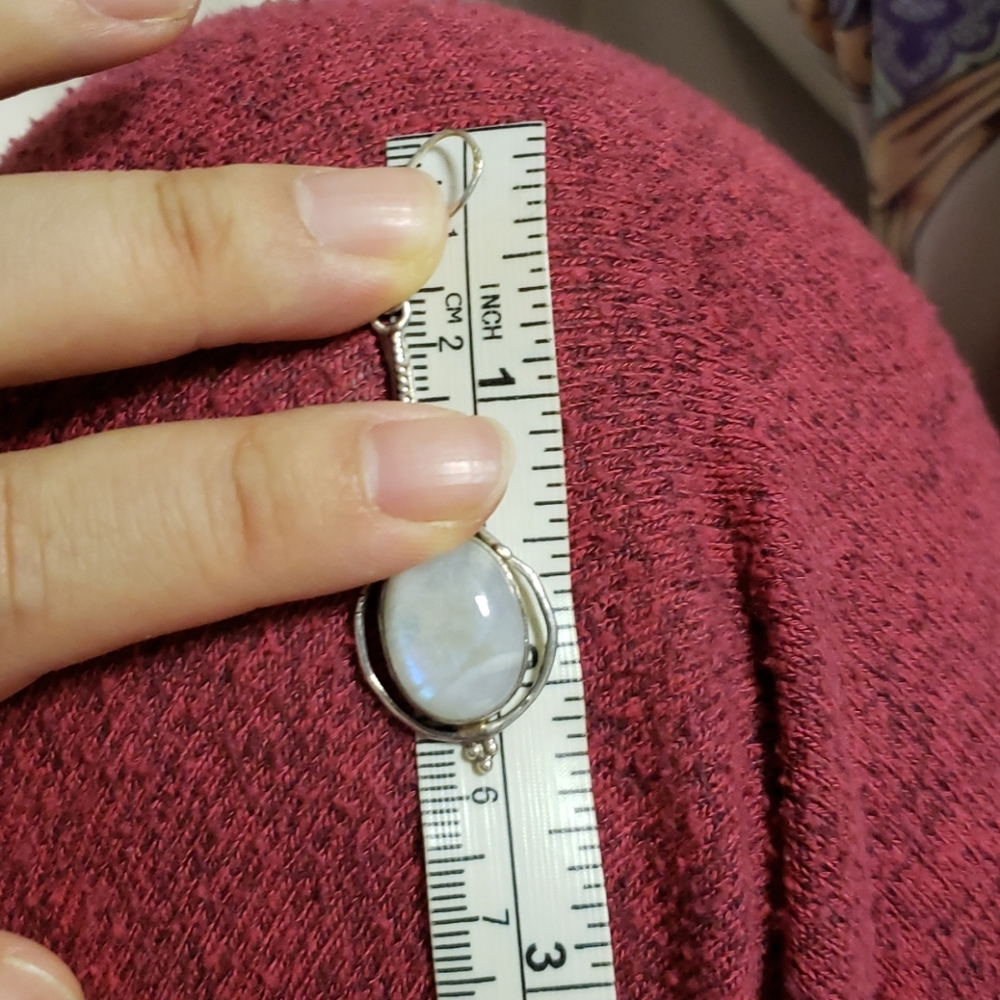 Sterling silver moonstone earrings stamped 925 - Picture 4 of 5